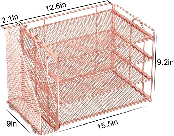 Spacrea Desk Organizers and Accessories, Paper Organizer for Desk with File Organizer, Desk Accessories & Workspace Organizers for Office Supplies (Rose Gold)-DeskLoop Office