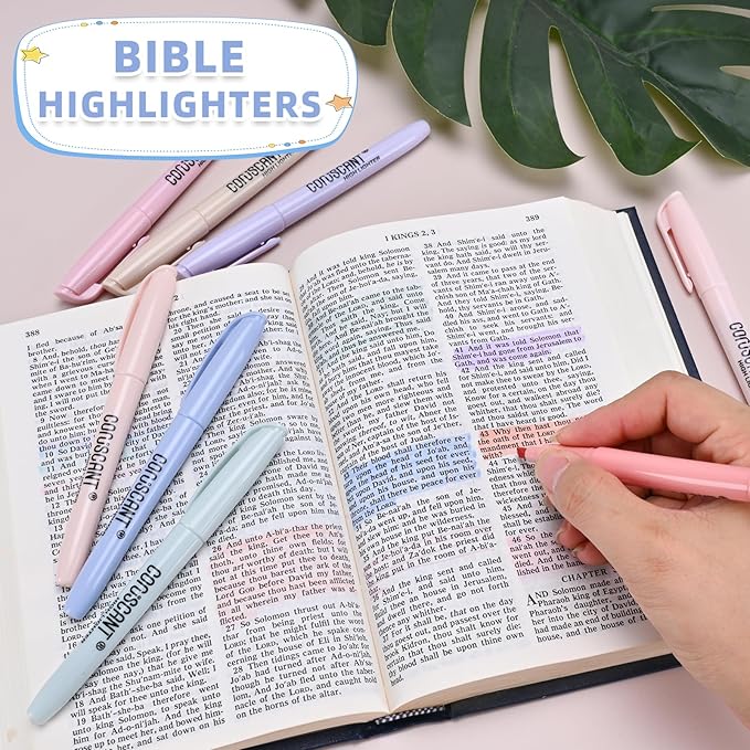 coruscant Pastel Highlighters Set, Assorted Colors Chisel Tip Cute Bible Highlighters, No Bleed Dry Quickly, for Journal Bible Study, Perfect for thin paper, School Office Supplies, 8 Pack-DeskLoop Office