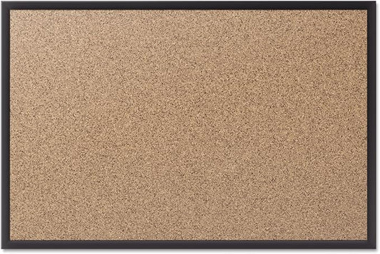 Quartet Cork Board, Bulletin Board, 4' x 3' Corkboard, Black Frame (2304B)-DeskLoop Office