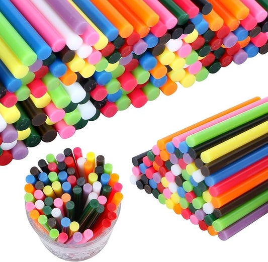 MATUFF Colored Hot Glue Sticks Mini 0.27" x 4" Most Popular 12 Colors EVA Hot Melt Adhesive Mini Glue Sticks Bulk for All Temperature Glue Guns for DIY Art Craft Stamp Repairs Gluing Projects 96 Pcs-DeskLoop Office