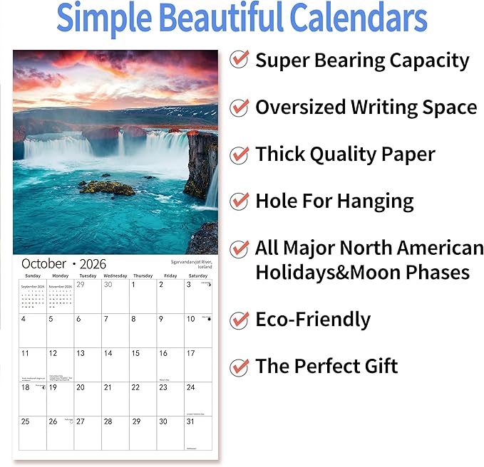 2026 Wall Calendar,Calendar 2026, July 2025 - December 2026, Wall Calendar Exotic Destinations, 12" x 24" Opened,Full Page Months Thick & Sturdy Paper for Calendar Organizing & Planning-DeskLoop Office