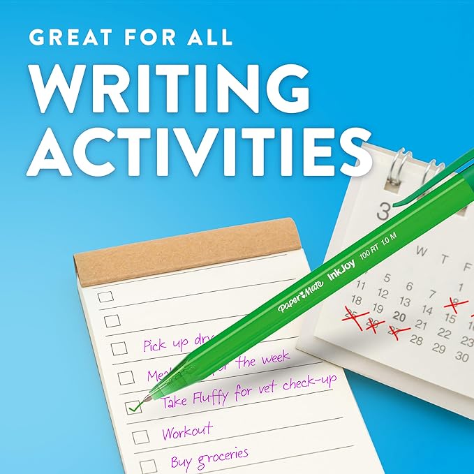 Paper Mate InkJoy 100RT Retractable Ballpoint Pens, Medium Point (1.0mm), Assorted, 20 Count-DeskLoop Office