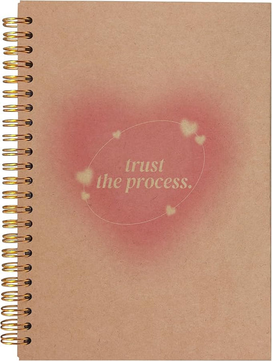 BearCake Aesthetic Notebooks, Trendy Y2K Pink Aura Preppy Notebook Journal, Trust the Process Inspirational Notebooks, Pink Aesthetic Office Supplies, Hardcover Spiral Notebook 5.5x8.3 kraft paper-DeskLoop Office
