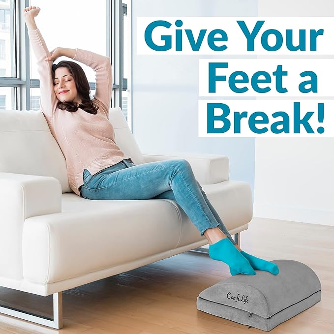ComfiLife Foot Rest for Under Desk at Work – Adjustable Desk FootRest for Office Chair, Gaming Accessories – Ergonomic Teardrop Design for Back, Hip & Leg Pain Relief – 100% Memory Foam (Gray)-DeskLoop Office