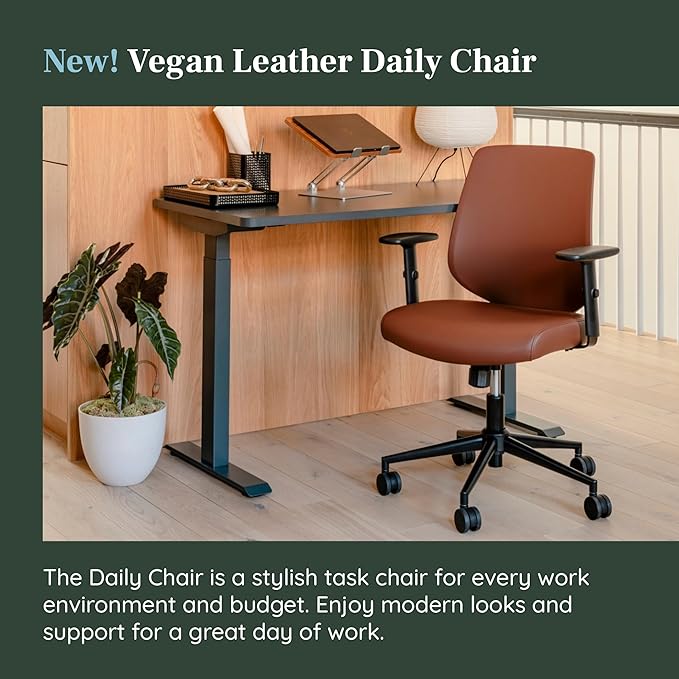 Branch Daily Chair - Vegan Leather Office Chair with Swivel, Lumbar Rest, and Adjustable Armrests - Comfortable Seating for Improved Posture and Productivity - Mahogany-DeskLoop Office
