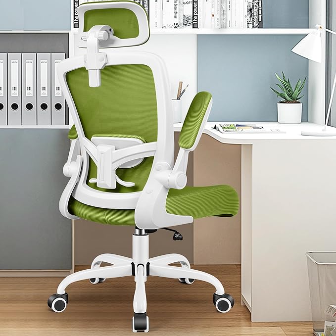 FelixKing Ergonomic Office Chair, Adjustable Lumbar Support, Swivel Chair with HighBack and Armrest, Adjustable Height Gaming Chair, Avocado Green-DeskLoop Office