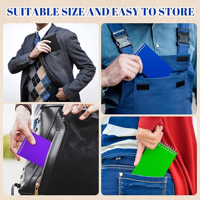 40 Pcs Small Pocket Notebooks 3 x 5 Inch Mini Memo Spiral Notepads Top Bound College Ruled Lined Note Pads for Back School Office Journaling Noting, 75 Sheets/Pad (Dark Color)-DeskLoop Office