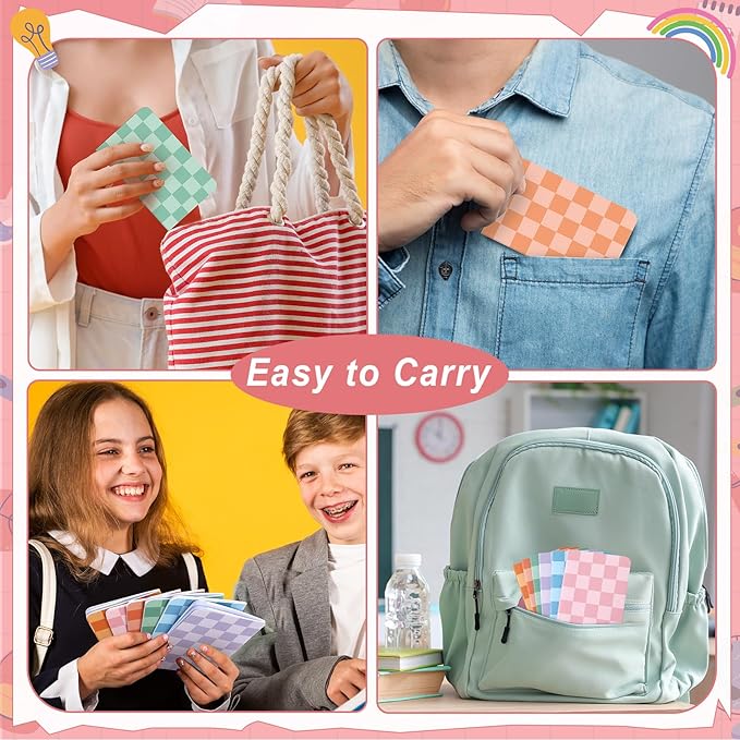 48 Pack Mini Hippie Groovy Notebooks Back to School Favors Small Pocket Size Retro Pink Blue Checked School Girl Notebooks for Students Teacher Appreciation Gift Employee Classroom Prize 5x3 Inch-DeskLoop Office