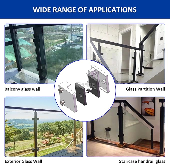 GOSURE 4PCS Adjustable Glass Shelf Bracket, 1/3"-1/2" 304 Stainless Steel - Image 7