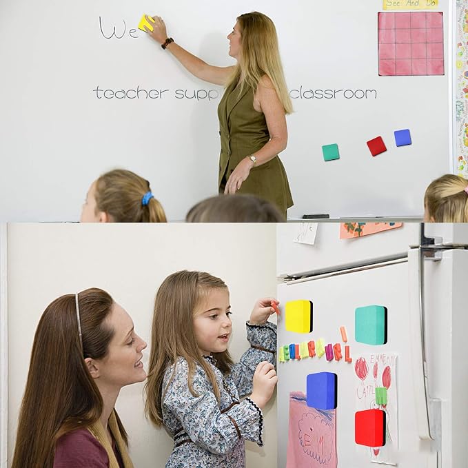 Mini Dry Erase Erasers, IHPUKIDI 48 Pack Magnetic Whiteboard Dry Erasers - Image 6