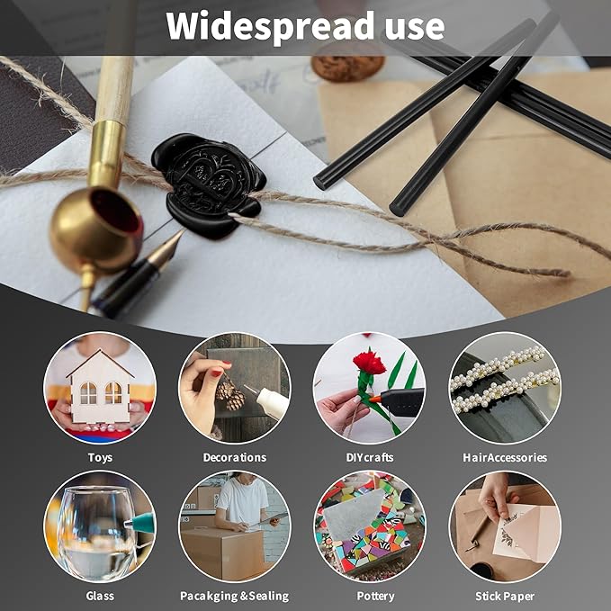 MATUFF Black Hot Glue Sticks Full Size 0.43” Dia x 8” Long, 20 pcs Hot melt Adhesive Glue Sticks, All-Purpose Glue Gun Sticks for DIY Black Crafting Arts and Wedding Cards, Stamp Sealing-DeskLoop Office