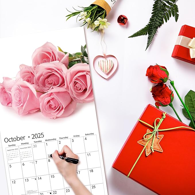 2025 Wall Calendar,Calendar 2025, January 2025 - December 2025, Wall Calendar Roses, 12" x 24" Opened,Full Page Months Thick & Sturdy Paper for Calendar Organizing & Planning-DeskLoop Office