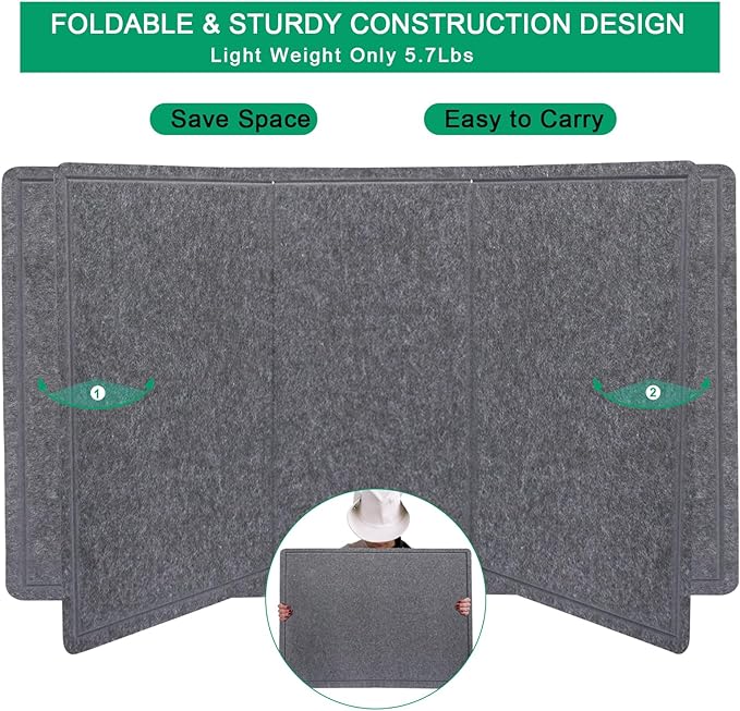 Large Bulletin Board - 72 X 48 inches Decorative Felt Pin Board - 6' x 4' Cork Board Alternative for Wall - Foldable Picture Board Self-Adhesive Vision Board Prayer Board with 30 Pushpins - Dark Gray-DeskLoop Office