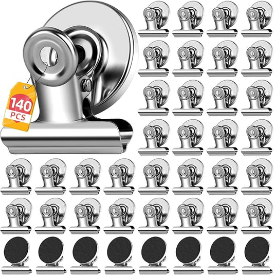 140 Pack Fridge Magnets Refrigerator Magnets; Strong Magnetic Clips Heavy Duty; Detailed List Display Paper Fasteners on Home Office Teaching (Silver)-DeskLoop Office