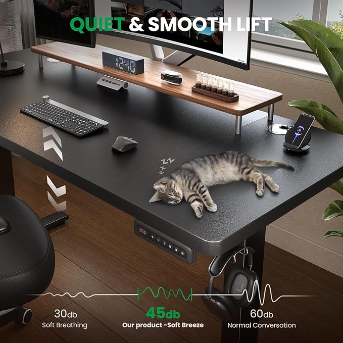 SIAGO Electric Standing Desk Adjustable - 55 x 24 Inch Sit Stand up Desk with Cable Management - 3 Memory Preset Adjustable Height Table-DeskLoop Office