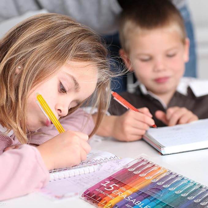 Vanstek 15 Colors Retractable Erasable Gel Pens Clicker, Fine Point(0.7), Make Mistakes Disappear, Premium Comfort Grip for Drawing Writing Planner and School Supplies-DeskLoop Office