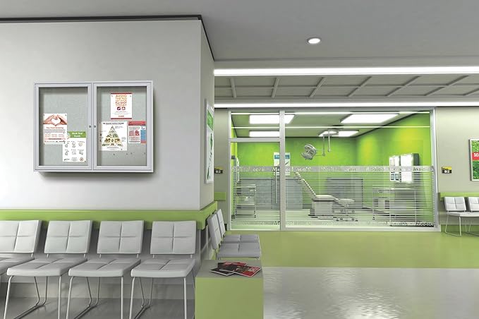 Ghent 36" x 72" 3-Door Outdoor Enclosed Bulletin Board with Lock, Vinyl Material, Shatter Resistant Acrylic Panels, Made in the USA, Satin Aluminum Frame - Caramel-DeskLoop Office