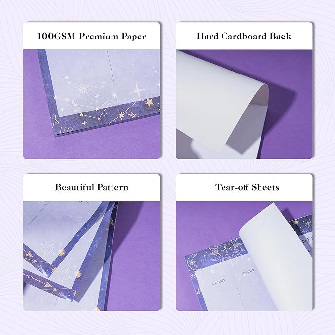 Undated Weekly Planner Notepad 10x7 To Do List Note Pad 52 Weekly Desk Planner Calendar Tear Off Daily Planning Pad for Work,School,Home,Ofiice Supplies, Matching Notepad,Purple-DeskLoop Office