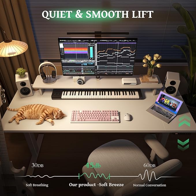 SIAGO Electric Standing Desk Adjustable - 63 x 24 Inch Sit Stand up Desk with Cable Management - 3 Memory Preset Adjustable Height Table-DeskLoop Office