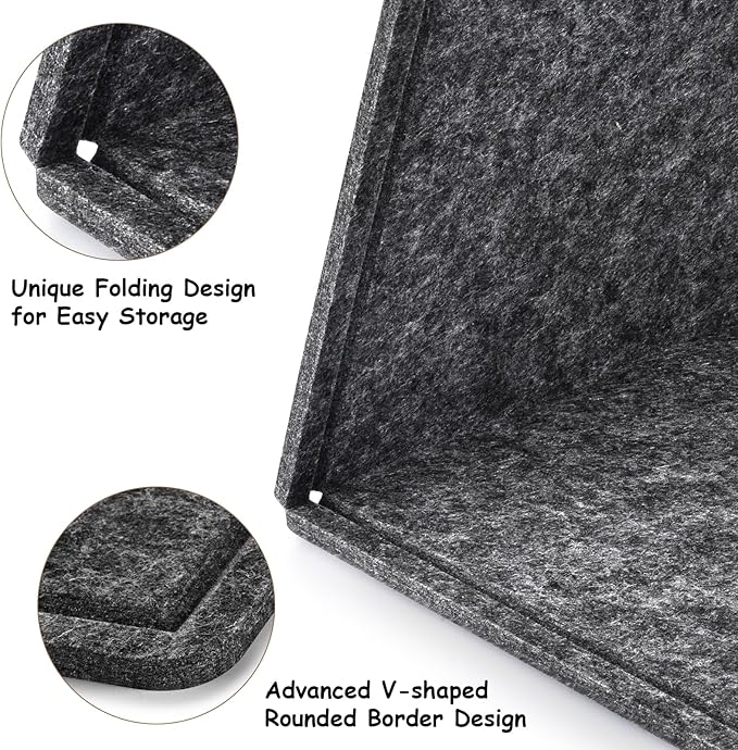 Large Bulletin Board, Foldable 72x48 Inches Cork Board Alternative, Large Felt Board Decorative Pin Board for Wall, Foldable Photo Board Self-Adhesive Vision Board with 36 Pushpins Dark Gray-DeskLoop Office