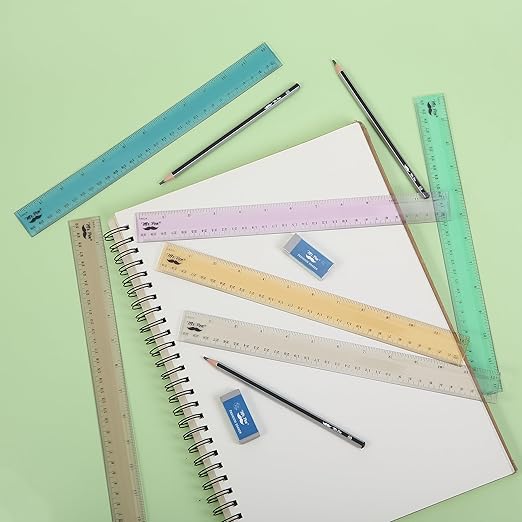 Mr. Pen- Plastic Rulers, 12 Inch, 6 Pack, Morandi Colors, Metric & Imperial, Clear Ruler Set-DeskLoop Office