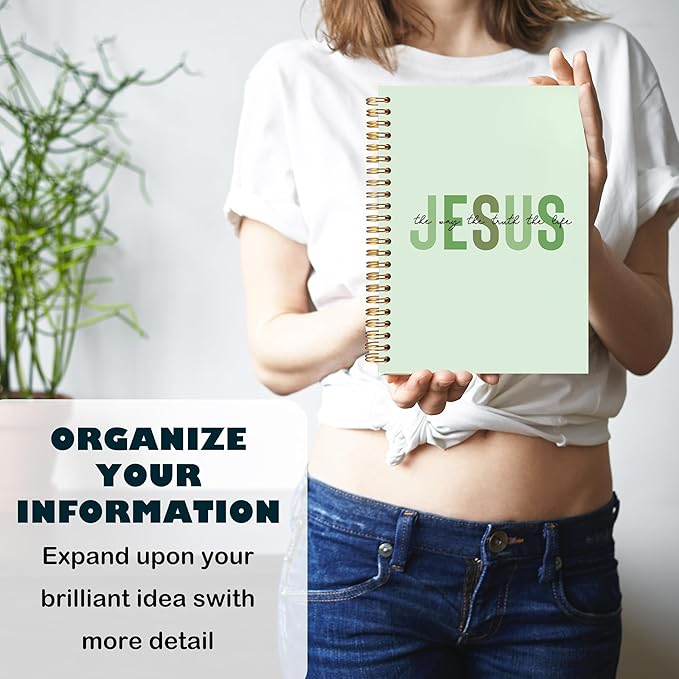 Boho Christian Notebook Journal, Christian Gifts for Women, Bible Notebooks for Note Taking, Bible Journaling Notebook, Jesus the Way the Truth the Life Hardcover Spiral Notebook 5.5x8.3 green-DeskLoop Office