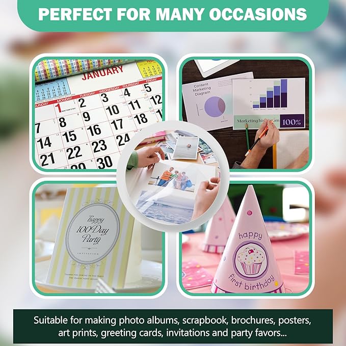 Glossy Photo Paper 3.5x5, 4x6, 5x7, Photo Printer Paper for Inkjet, 75 Variety Pack, Assorted Sizes, 52lb/200gsm-DeskLoop Office