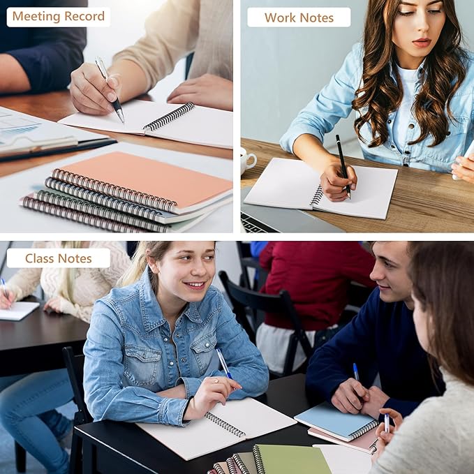 Fuutreo 12 Pcs Spiral Notebook for Work A5 8.3 x 5.7 Inch College Ruled Spiral Journal Notebook Kraft Cover Ruled Paper, 12 Color, 60 Sheets, 120 Pages for Office School(Earthy Color)-DeskLoop Office