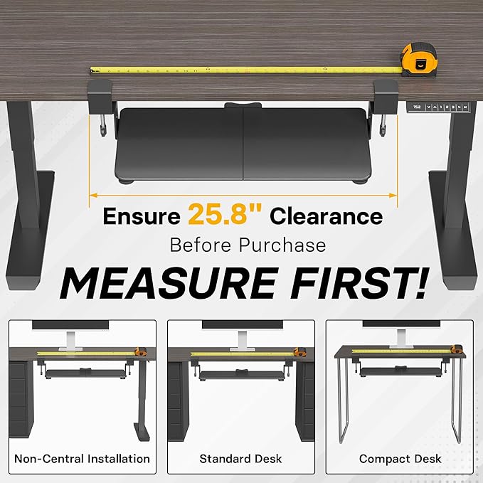 BONTEC KMT01 Under Desk Keyboard Tray, Pull-Out Keyboard & Mouse Platform with C-Clamp, 25.6 x 11.8 in Space-Saving Ergonomic Slide-Out Drawer, Black-DeskLoop Office