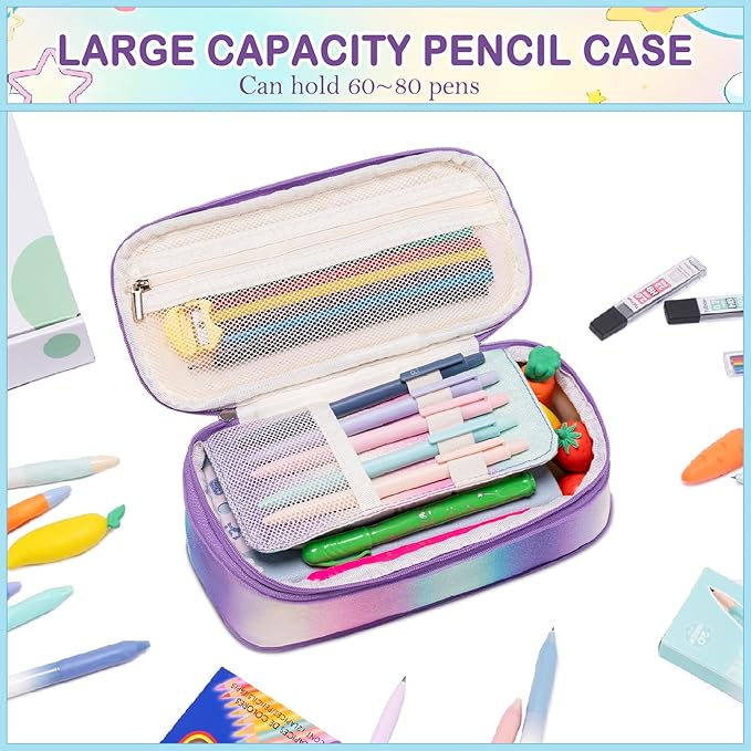 78PCS Aesthetic School Supplies with Cute Pencil Case, Pastel Highlighters Gel Pens Mechanical Pencils Set 0.5 0.7 & 2.0mm, Back to School Supplies Student Stationary Set, Pencil Pouch with Supplies-DeskLoop Office
