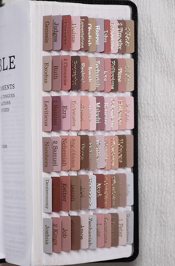 UPAFEXXI-Laminated Bible Tabs for Women and Men (Gold Foil Embossed Lettering) Reposition Large Print tabs, Easy to Read and Apply, 80 Bible Chapters Labels for Easy Navigation(Earth Tone Theme)-DeskLoop Office