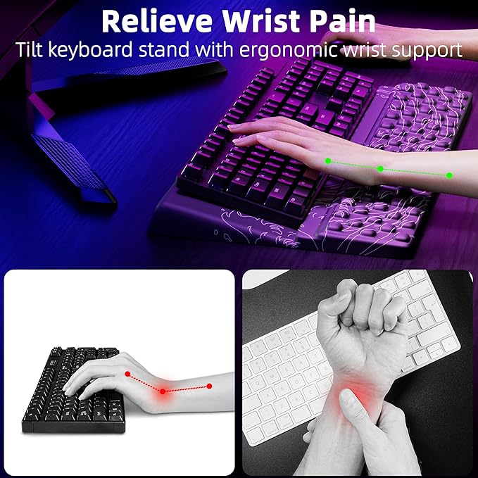 Ospelelf Wrist Support With Keyboard Stand, Comfy Ergonomic Riser Holder for Office Home-DeskLoop Office