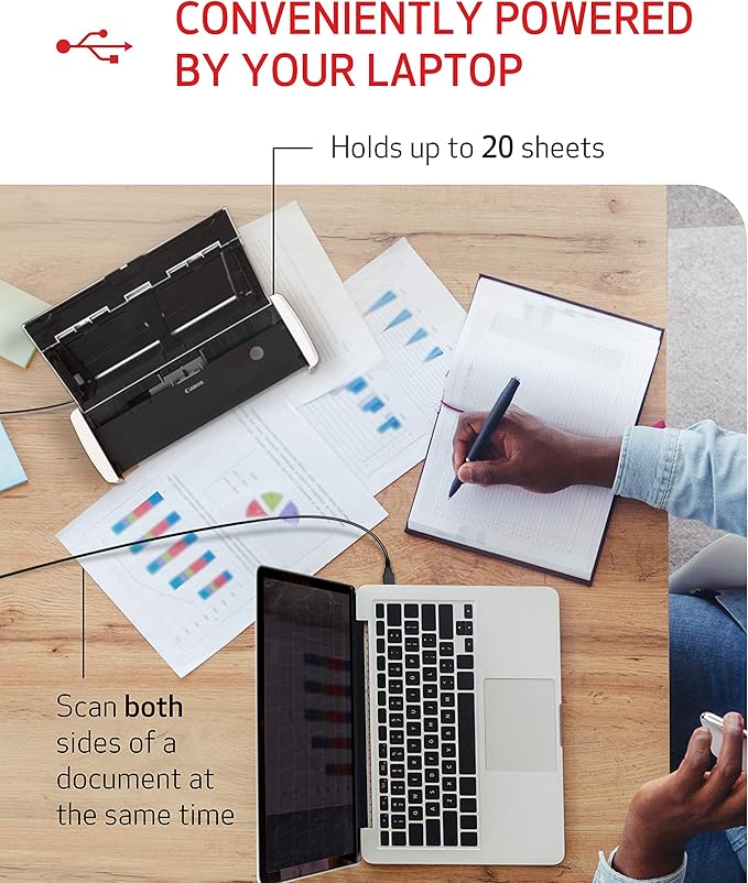 Canon imageFORMULA R10 - Portable Document Scanner, USB Powered, Duplex Scanning, Document Feeder, Easy Setup, Convenient, Perfect for Mobile Users-DeskLoop Office