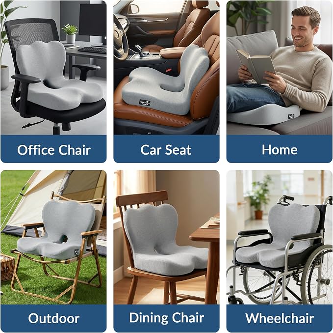 Exclusivo Mezcla Memory Foam Seat Cushion, Ergonomic Tailbone Pain Relief - Image 8