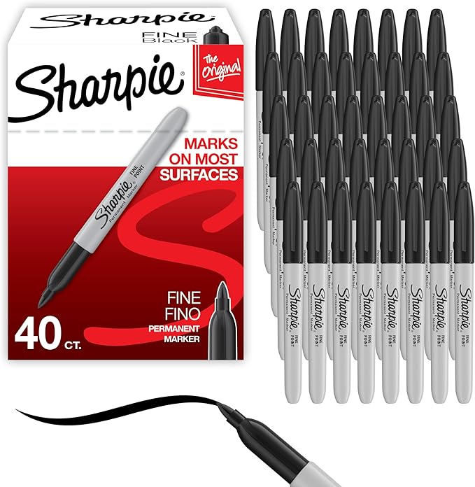 Sharpie Permanent Markers, Fine Point, Black, 40 Count-DeskLoop Office