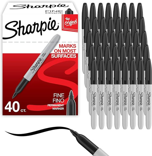 Sharpie Permanent Markers, Fine Point, Black, 40 Count-DeskLoop Office
