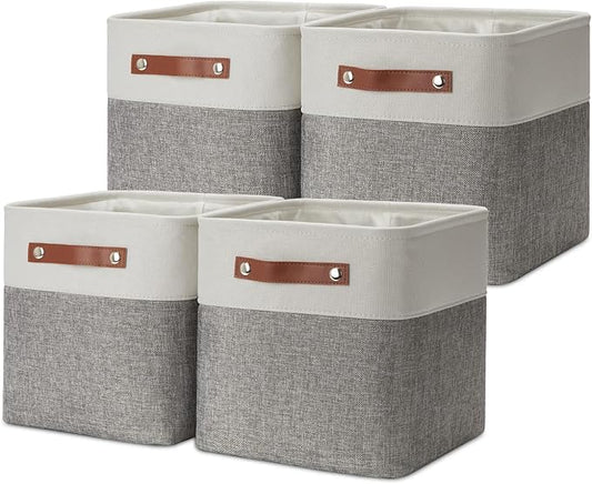 DULLEMELO 11 Inch Cube Storage Bins Fabric Storage Cubes 4 Pack Foldable Cube Storage Baskets for Cube Organizer, Cube Storage Organizer Bins for Home Office Organizer Closet, Shelves, Toy, Nursery-DeskLoop Office