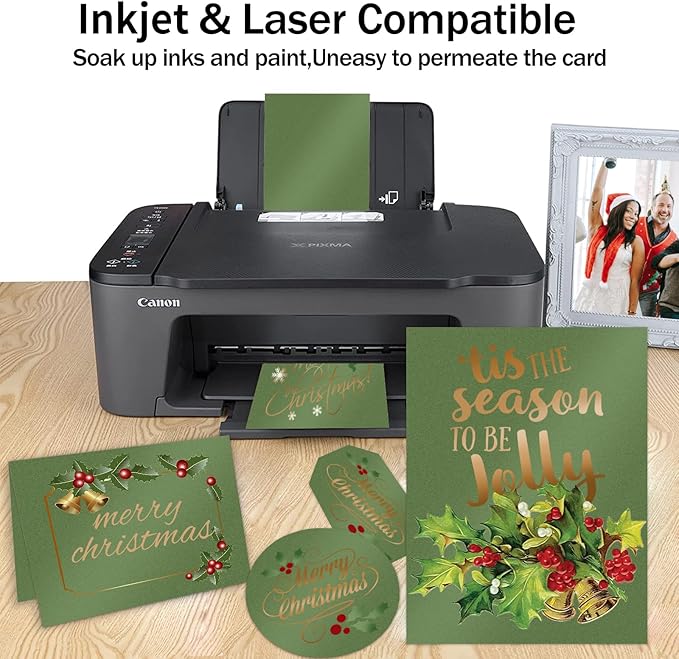 100 Sheets Christmas Green Shimmer Cardstock 8.5 x 11 Green Paper, Goefun 80lb Card Stock Printer Paper for Christmas, Invitations, Certificates, Crafts, Card Making-DeskLoop Office