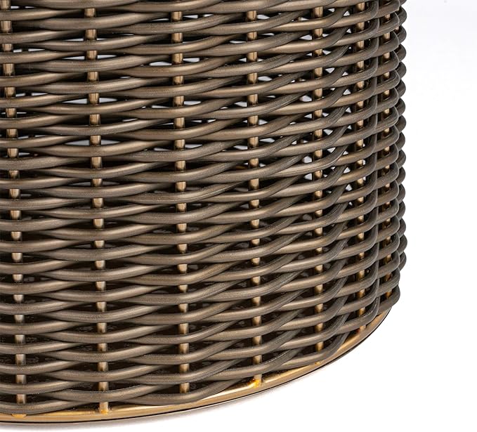 happimess HPM1102A Asher Modern 4.13-Gallon 2-Tone Faux Wicker/Metal Cylinder Waste Basket, Bronze/Coffee for Home, Bathroom, Living Room, Office, Bedroom, Kitchen-DeskLoop Office