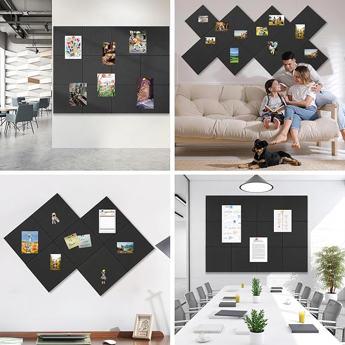 Large Cork Boards for Walls 48" x 36" 12 Pack Bulletin Boards Alternative Cork Board for Office Contains 72 Removable Security Stickers 30 Push Pins-DeskLoop Office