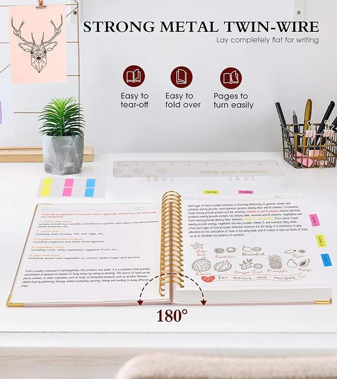 Spiral Notebook Journal 8.5” x 11”, 300 Pages Hardcover Leather Lined Journals for Women Men, A4 Large College Ruled Notebooks with 100 GSM Thick Paper, Spiral Journal for Writing Work School, Pink-DeskLoop Office