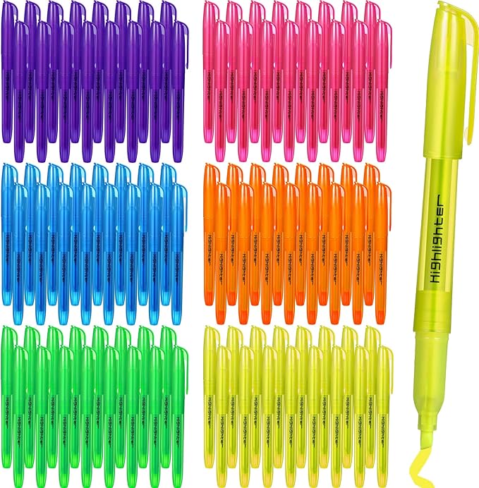 Thenshop 96 Pcs Highlighter Bulk Pack Assorted Colors Highlighter Markers Chisel Tip Fluorescent Pens for Office Classroom Back to School Supplies-DeskLoop Office