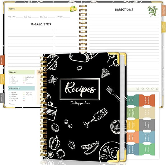 GOLDPEI Blank Recipe Book to Write in Your Own Recipes, Blank Cookbook with 175 Pages for Family Cooking Lover, Recipe Notebook with Tab Sticker Sheets, Recipe Journal, Hardcover, 7.5" x 9.5"-DeskLoop Office