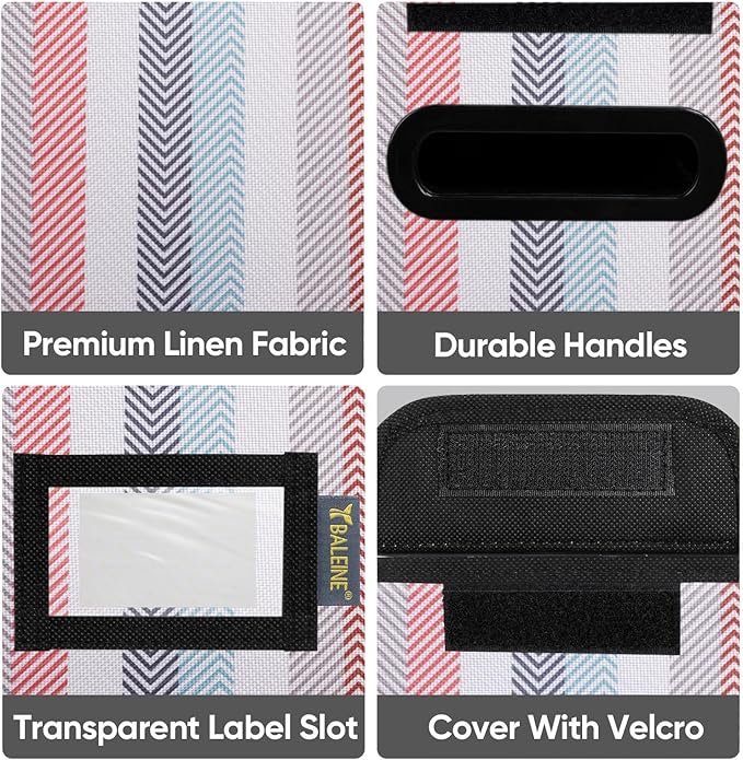 BALEINE File Organizer Box with Lid, Collapsible File Folder Organizer with Plastic Slide, Hanging File Folder Box for Office Document Storage (2 Pack, Color Stripe, S)-DeskLoop Office