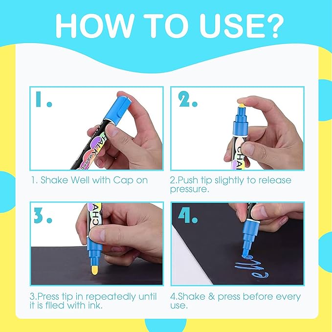 Liquid Chalk Markers for Blackboard, 24 colors Erasable Chalk Markers Pen for Windows, Glass, Chalkboard, Blackboard, Auto, Mirror, Calendar - 6mm Reversible Bullet&Chisel Tip &36pcs Chalkboard Lables-DeskLoop Office