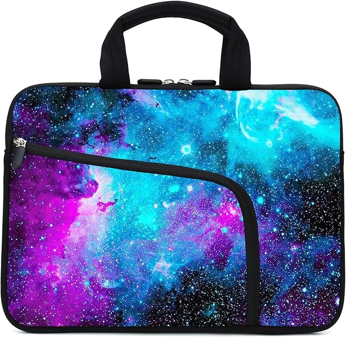 11.6" 12.2 inches Laptop Sleeve Chromebook Case Ultrabook Case Notebook Sleeve Tablet Case Neoprene Handle Sleeve for Men Women, Two Pockets Fit Apple MacBook Air Samsung Acer HP(Blue galaxys)