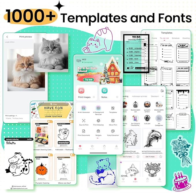 Phomemo Mini Sticker Printer- Mini Printer Sticker Maker Machine M02, Print Pods Suitable for Student Name Label, Study Notes, Creative DIY, Diaries, Portable Thermal Printer for School/Home/Office-DeskLoop Office