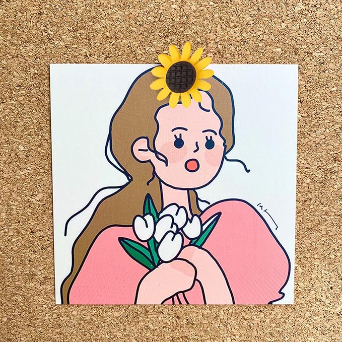 50 Pcs Animal Push Pins, DANUDON Bee Pushpins Sunflower Thumbtacks Decorative Bumble Bee Shaped Floret Thumb Tacks Decorations for Photo Wall Memo Cork Board Bulletin Board Map with Box