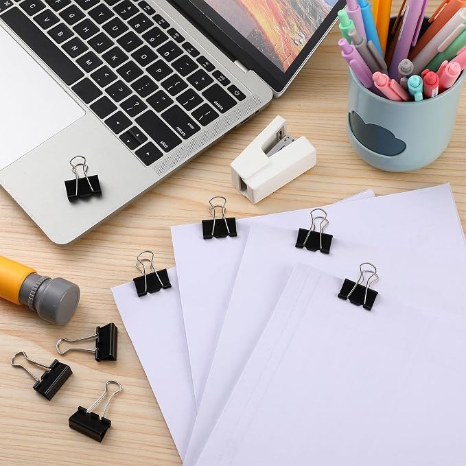 Jetec 500 Pieces 1. 25 Inch Black Binder Clips Bulk Large Paper Clamps Metal - Image 7