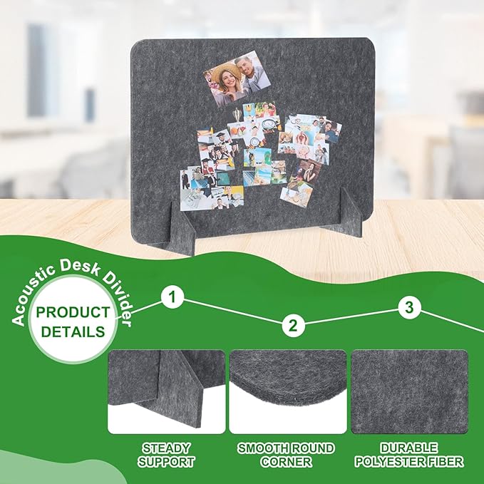 PATIKIL Desk Divider, 2 Set 24 x 16 Inch Acoustic Freestanding Desk Divider Desk Privacy Panel with 4 Pcs Support Feet for Library Office Workstation, Dark Grey-DeskLoop Office